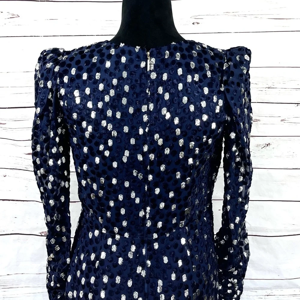 Kate Spade New‎ York Women's Velvet Dress Celestial Blue Scatter Dot Size 6